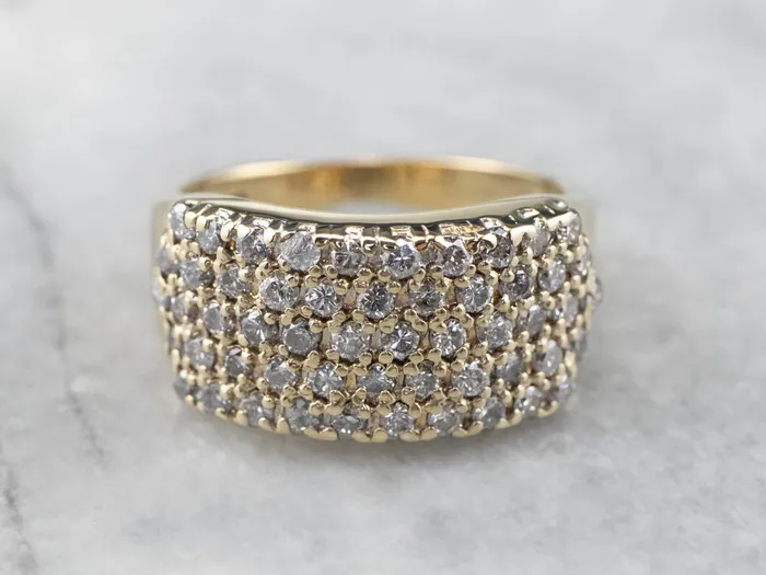 Diamond Gold Wide Statement Band Market Square Jewelers Rings