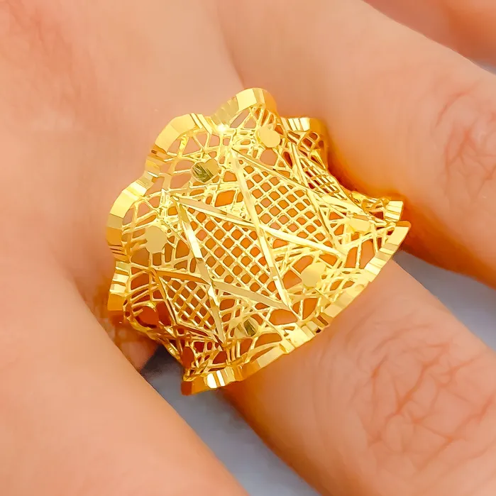 Dressy Unique 21k Gold Mesh Ring Andaaz Jewelers Rings