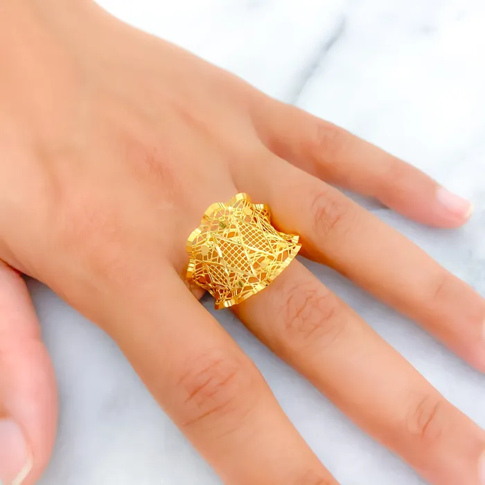 Dressy Unique 21k Gold Mesh Ring Andaaz Jewelers Rings