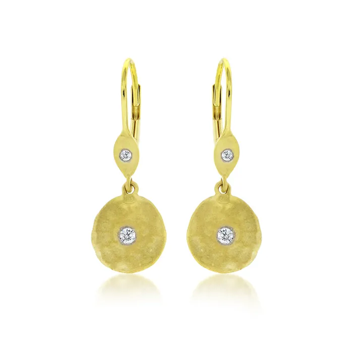 Earrings 14kt Yellow Gold Diamond Disc Earrings Meira T