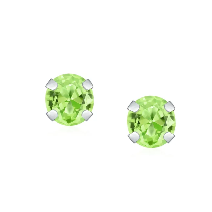 Earrings BlingJewelry Wholesale 16CT Round Gemstone Solitaire Stud Earrings 14K Yellow Gold 6MM Birthstone Options