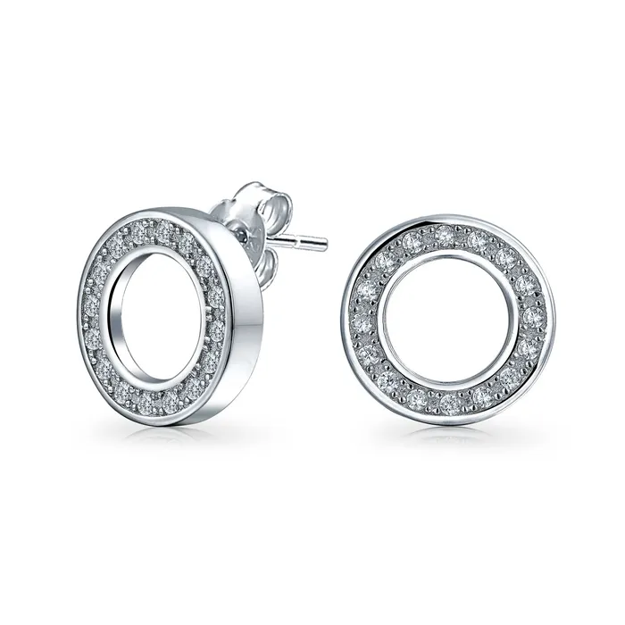 Earrings BlingJewelry Wholesale Geometric Pave CZ Stud Earrings Open Circle Disc Rose Gold Sterling Silver Earrings BlingJewelry Wholesale Geometric Pave CZ Stud Earrings Open Circle Disc Rose Gold Sterling Silver