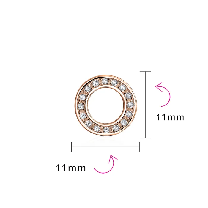 Earrings BlingJewelry Wholesale Geometric Pave CZ Stud Earrings Open Circle Disc Rose Gold Sterling Silver