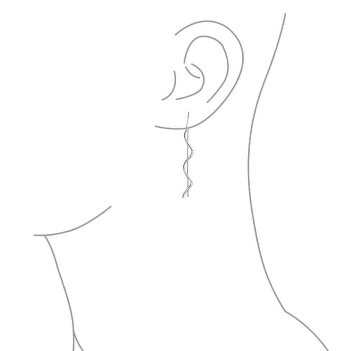 Earrings BlingJewelry Wholesale Geometric Wavy Zig Zag Thin Wire Dangle Earrings in Sterling Silver