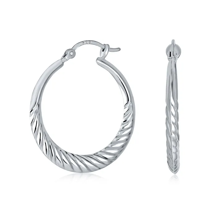Earrings BlingJewelry Wholesale Lightweight Ribbed Shrimp Style Hoop Huggie Earrings Sterling Silver 125 Inch Earrings BlingJewelry Wholesale Lightweight Ribbed Shrimp Style Hoop Huggie Earrings Sterling Silver 125 Inch