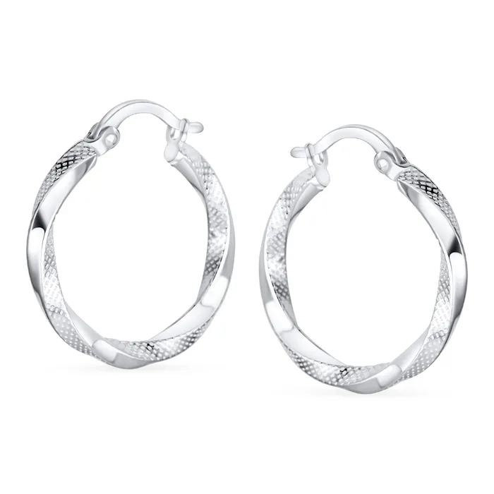 Earrings BlingJewelry Wholesale Timeless Slender Wire Rope Hoop Huggie Earrings Sterling Silver 1 Inch Diameter Earrings BlingJewelry Wholesale Timeless Slender Wire Rope Hoop Huggie Earrings Sterling Silver 1 Inch Diameter