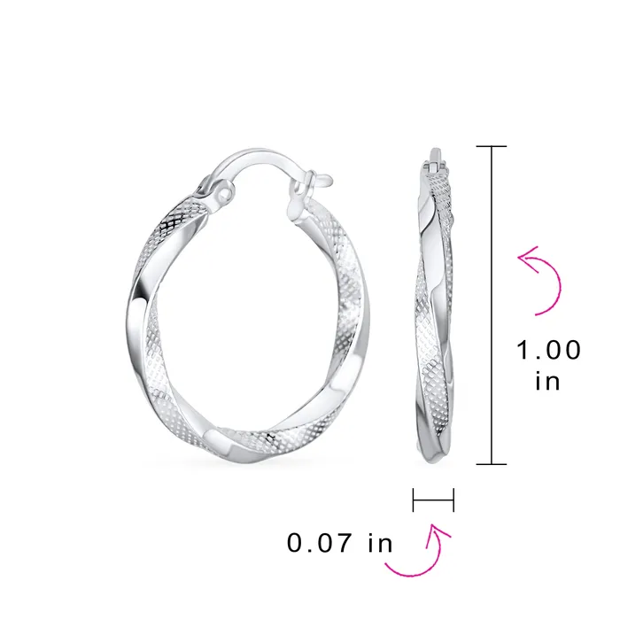 Earrings BlingJewelry Wholesale Timeless Slender Wire Rope Hoop Huggie Earrings Sterling Silver 1 Inch Diameter Earrings BlingJewelry Wholesale Timeless Slender Wire Rope Hoop Huggie Earrings Sterling Silver 1 Inch Diameter