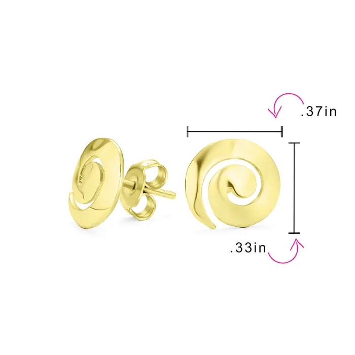 Earrings Boho Hammered Geometric Swirl Stud Earrings in 14K Gold Sterling Silver BlingJewelry Wholesale Earrings Boho Hammered Geometric Swirl Stud Earrings in 14K Gold Sterling Silver BlingJewelry Wholesale