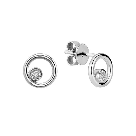 Earrings Classic Creations 10kt Gold Round Illusion Diamond Stud Earrings
