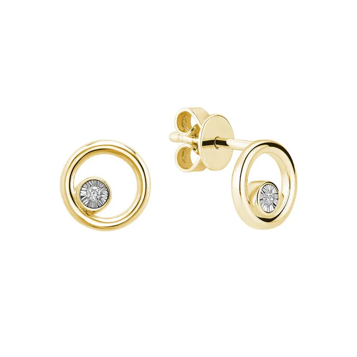 Earrings Classic Creations 10kt Gold Round Illusion Diamond Stud Earrings