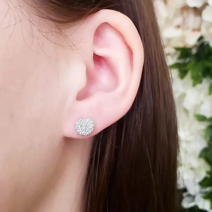 Earrings Classic Creations 14kt Round Cluster Diamond Pave Earrings