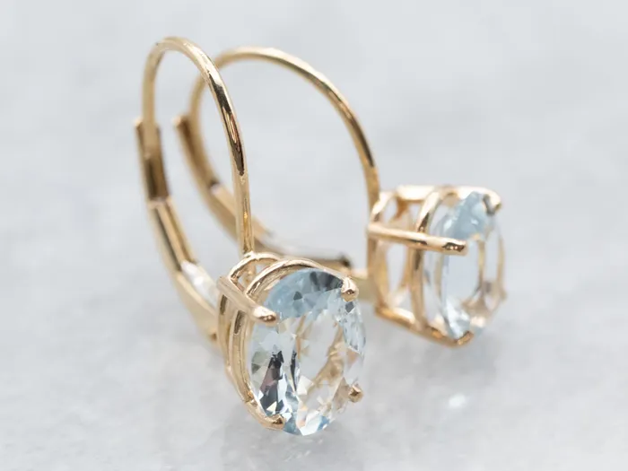 Earrings Market Square Jewelers Aquamarine Gold Drop Earrings
