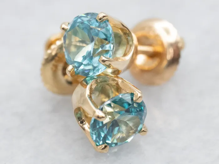 Earrings Market Square Jewelers Blue Zircon Solitaire Stud Earrings Earrings Market Square Jewelers Blue Zircon Solitaire Stud Earrings