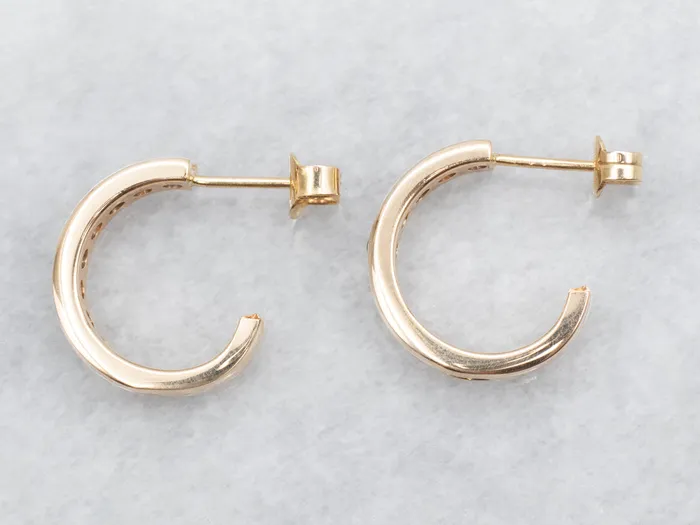 Earrings Market Square Jewelers Channel Set Sapphire and Diamond Hoop Earrings Earrings Market Square Jewelers Channel Set Sapphire and Diamond Hoop Earrings