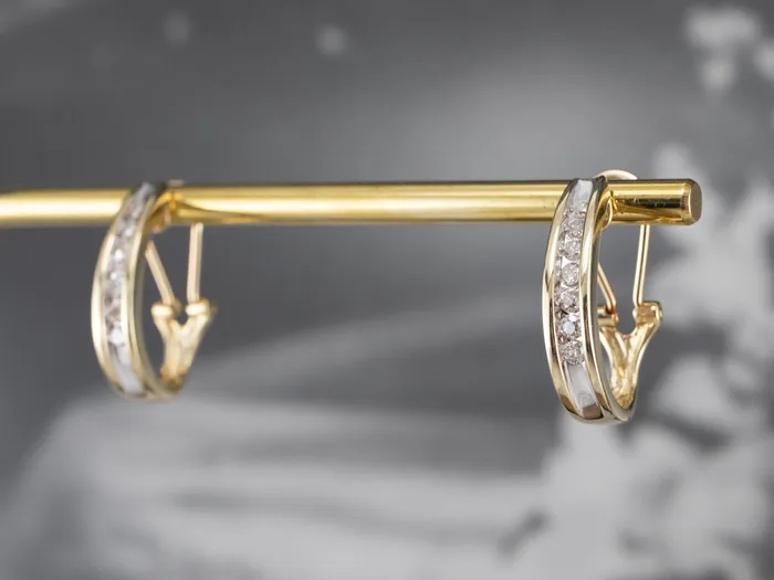 Earrings Market Square Jewelers Diamond Gold Partial Hoop Earrings Earrings Market Square Jewelers Diamond Gold Partial Hoop Earrings
