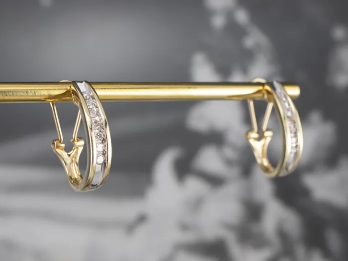 Earrings Market Square Jewelers Diamond Gold Partial Hoop Earrings Earrings Market Square Jewelers Diamond Gold Partial Hoop Earrings