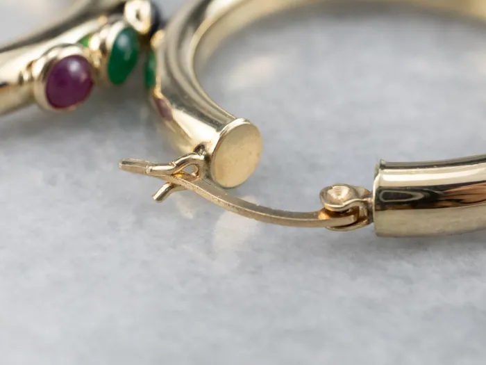 Earrings Market Square Jewelers Ruby Green Onyx and Sapphire Hoop Earrings Earrings Market Square Jewelers Ruby Green Onyx and Sapphire Hoop Earrings