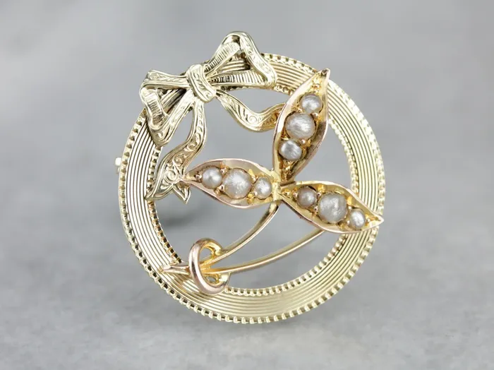 Earrings Market Square Jewelers Upcycled Natural Pearl Gold Brooch