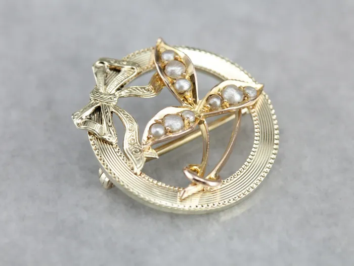 Earrings Market Square Jewelers Upcycled Natural Pearl Gold Brooch Earrings Market Square Jewelers Upcycled Natural Pearl Gold Brooch