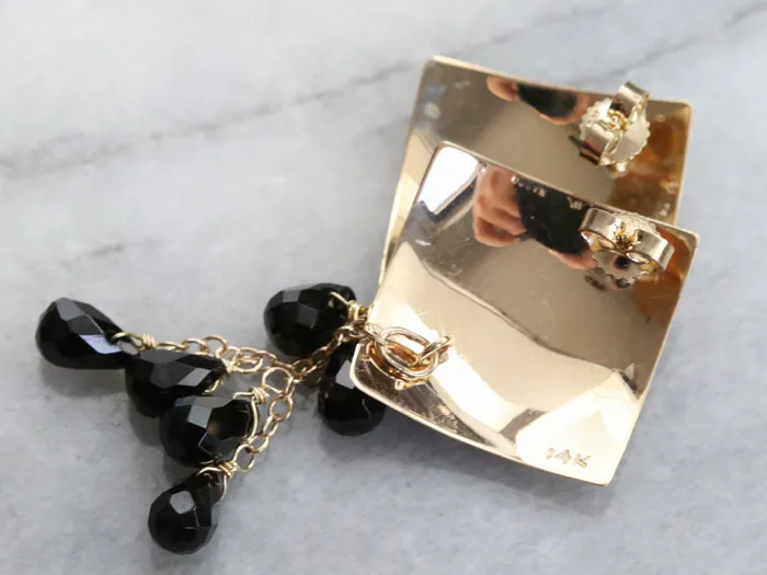 Earrings Market Square Jewelers Yellow Gold and Black Onyx Beaded Earrings Earrings Market Square Jewelers Yellow Gold and Black Onyx Beaded Earrings