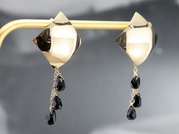 Earrings Market Square Jewelers Yellow Gold and Black Onyx Beaded Earrings Earrings Market Square Jewelers Yellow Gold and Black Onyx Beaded Earrings