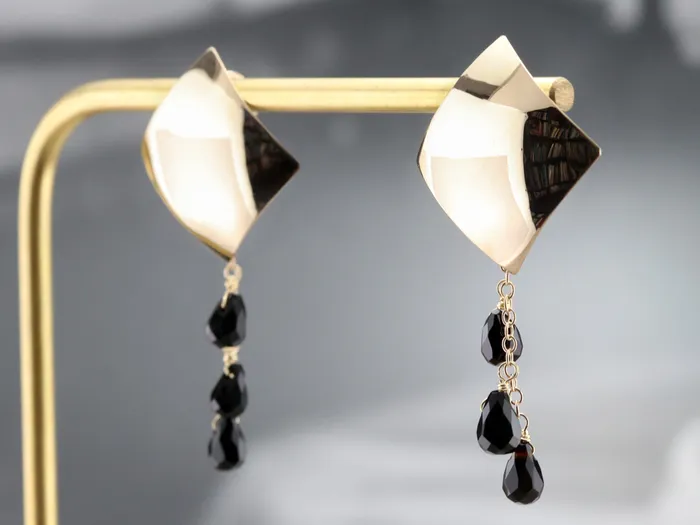 Earrings Market Square Jewelers Yellow Gold and Black Onyx Beaded Earrings Earrings Market Square Jewelers Yellow Gold and Black Onyx Beaded Earrings