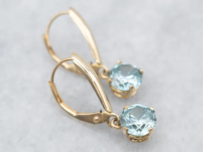 Earrings Market Square Jewelers Yellow Gold Blue Zircon Drop Earrings