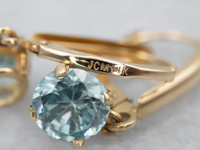 Earrings Market Square Jewelers Yellow Gold Blue Zircon Drop Earrings Earrings Market Square Jewelers Yellow Gold Blue Zircon Drop Earrings