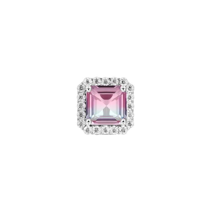 EmeraldCut Gradient Tourmaline Halo Stud Earring aporro Earrings
