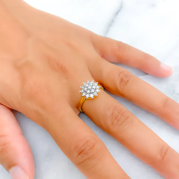 Fascinating Draped Cluster 18K Gold Diamond Ring Andaaz Jewelers Rings
