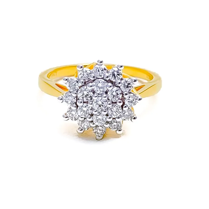 Fascinating Draped Cluster 18K Gold Diamond Ring Andaaz Jewelers Rings