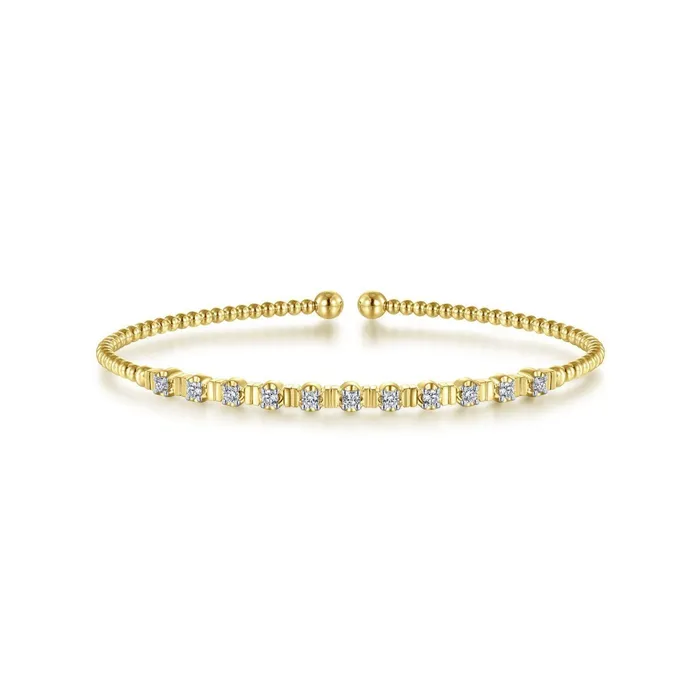 Gabriel Co Bracelets Gabriel Co Bujukan Bead Cuff Bracelet with Diamond Stations Gabriel Co Bracelets Gabriel Co Bujukan Bead Cuff Bracelet with Diamond Stations