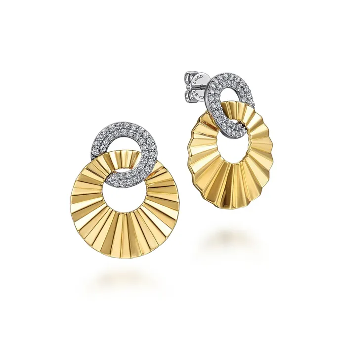 Gabriel Co Double Round Disk with Diamond Cut Texture Earrings Gabriel Co Earrings Gabriel Co Double Round Disk with Diamond Cut Texture Earrings Gabriel Co Earrings