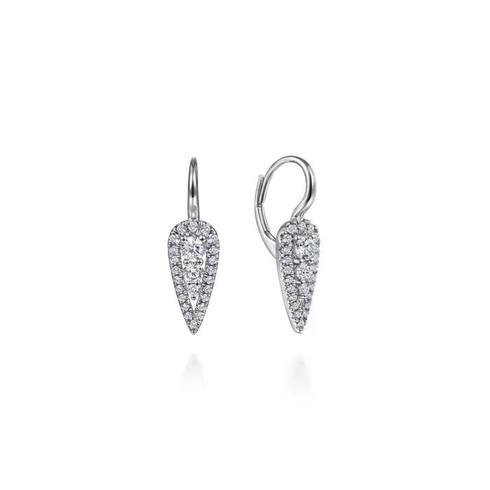 Gabriel Co Gabriel Co Long Cluster Teardrop Leverback Diamond Earrings Earrings Gabriel Co Gabriel Co Long Cluster Teardrop Leverback Diamond Earrings Earrings