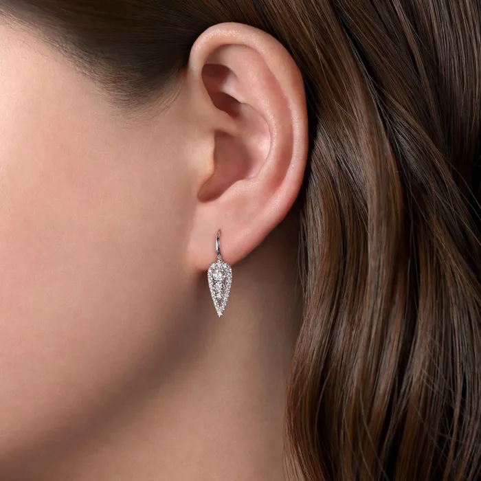 Gabriel Co Gabriel Co Long Cluster Teardrop Leverback Diamond Earrings Earrings Gabriel Co Gabriel Co Long Cluster Teardrop Leverback Diamond Earrings Earrings