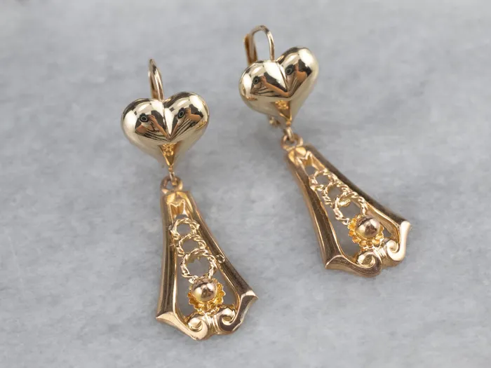 Gold Heart Bar Drop Earrings Market Square Jewelers Earrings