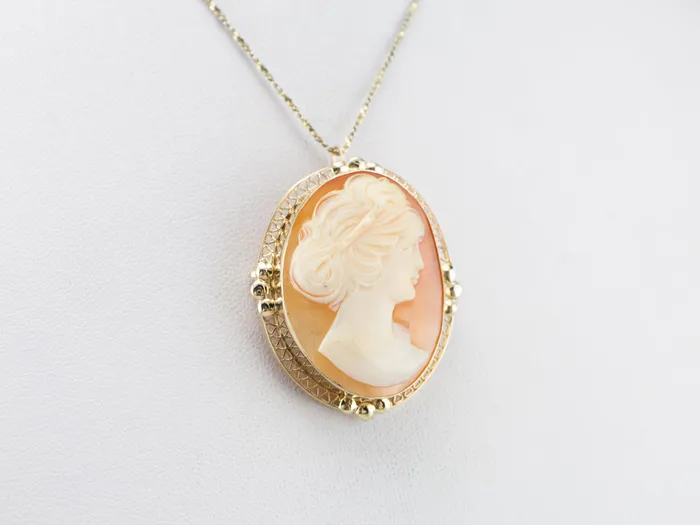 Gold Retro Era Cameo Pin or Pendant Market Square Jewelers PreStyled Sets Gold Retro Era Cameo Pin or Pendant Market Square Jewelers PreStyled Sets