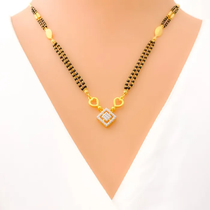 Graceful Geometric 22k Gold CZ Mangal Sutra Andaaz Jewelers PreStyled Sets
