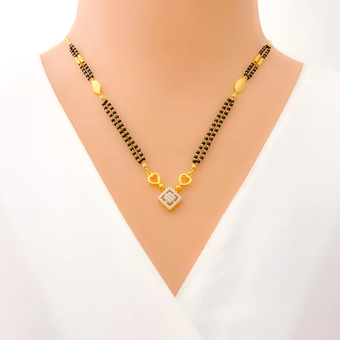 Graceful Geometric 22k Gold CZ Mangal Sutra Andaaz Jewelers PreStyled Sets