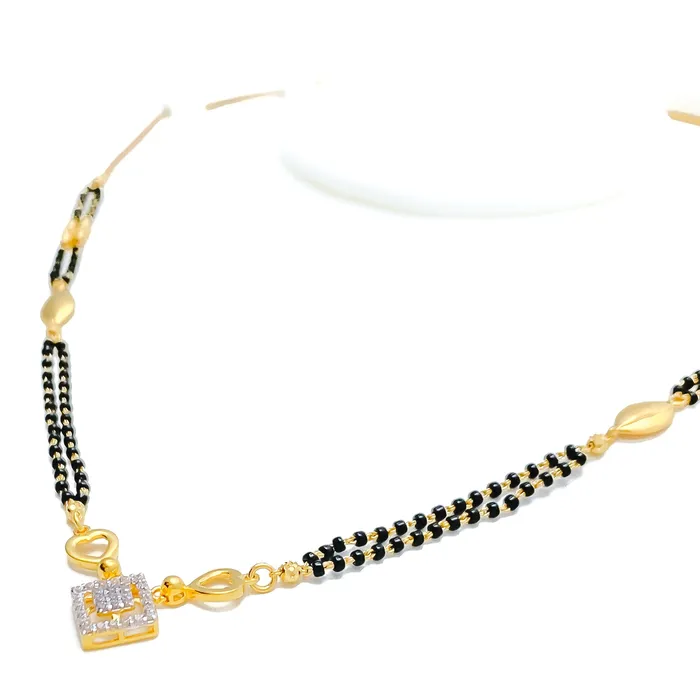 Graceful Geometric 22k Gold CZ Mangal Sutra Andaaz Jewelers PreStyled Sets