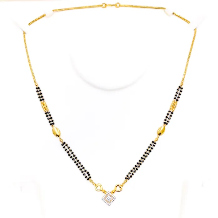 Graceful Geometric 22k Gold CZ Mangal Sutra Andaaz Jewelers PreStyled Sets