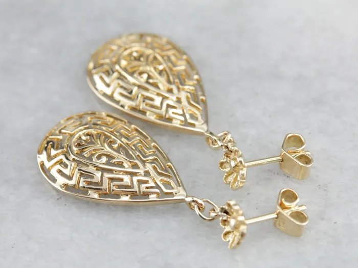 Greek Key Pattern Drop Earrings Market Square Jewelers Earrings Greek Key Pattern Drop Earrings Market Square Jewelers Earrings