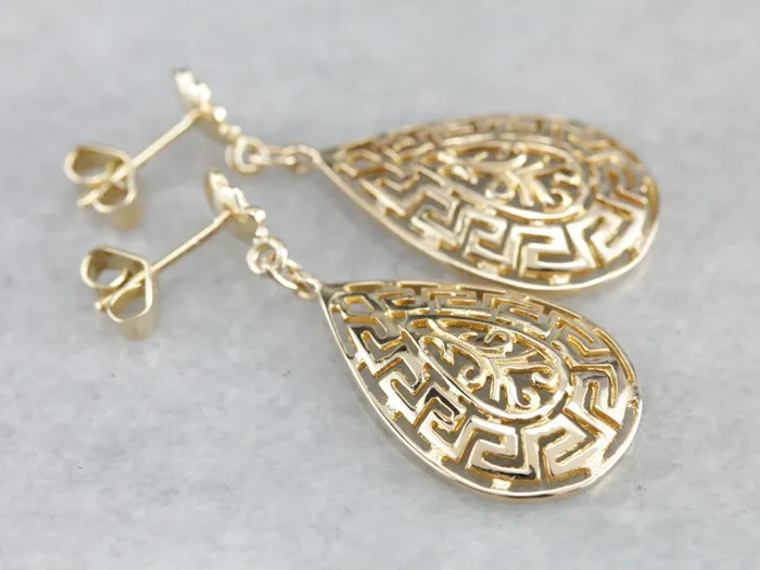 Greek Key Pattern Drop Earrings Market Square Jewelers Earrings Greek Key Pattern Drop Earrings Market Square Jewelers Earrings