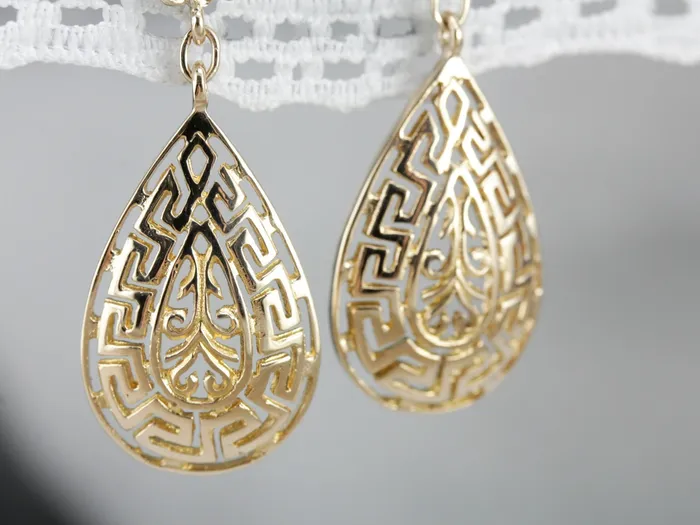 Greek Key Pattern Drop Earrings Market Square Jewelers Earrings Greek Key Pattern Drop Earrings Market Square Jewelers Earrings