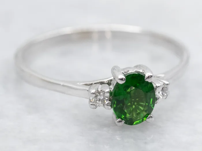 Green Tourmaline and Diamond Three Stone Ring Market Square Jewelers Rings Green Tourmaline and Diamond Three Stone Ring Market Square Jewelers Rings