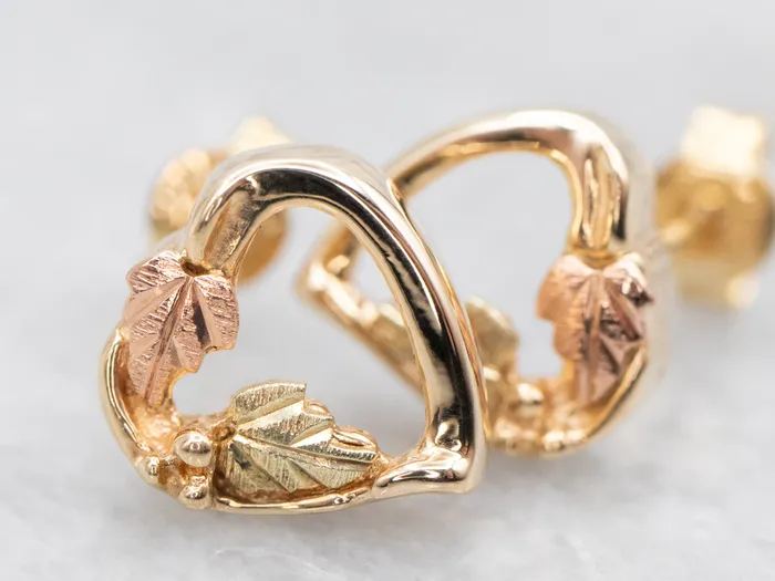 Heart Shaped Studs with Leaf Detail Market Square Jewelers Necklaces Heart Shaped Studs with Leaf Detail Market Square Jewelers Necklaces