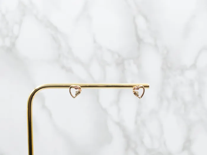 Heart Shaped Studs with Leaf Detail Market Square Jewelers Necklaces Heart Shaped Studs with Leaf Detail Market Square Jewelers Necklaces
