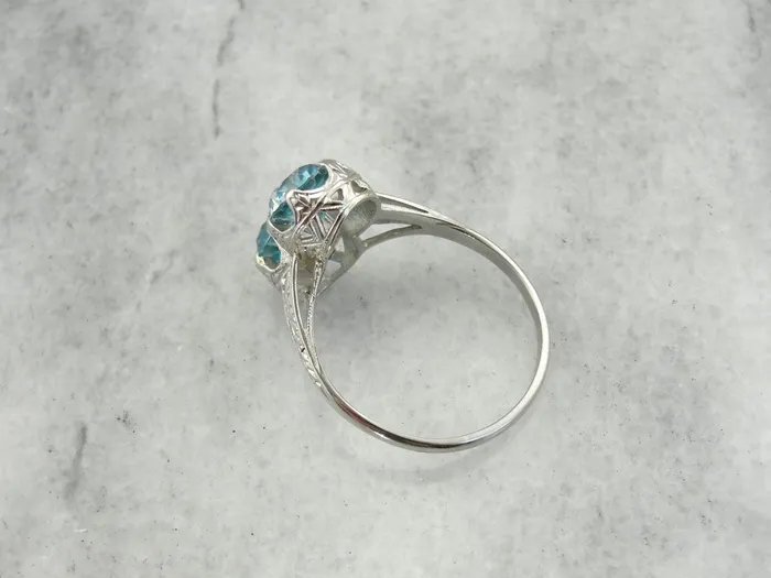 Incredible Art Deco Double Blue Zircon Cocktail Ring in White Gold Market Square Jewelers Rings Incredible Art Deco Double Blue Zircon Cocktail Ring in White Gold Market Square Jewelers Rings