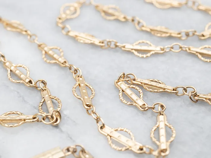 Long Yellow Gold Fancy Link Chain Market Square Jewelers Necklaces