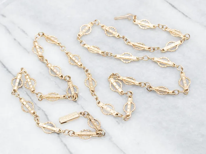 Long Yellow Gold Fancy Link Chain Market Square Jewelers Necklaces